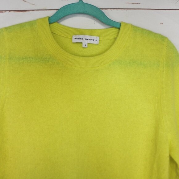 White + Warren Yellow 100% Cashmere Front Tie Sweater Small Crewneck - Picture 5 of 8